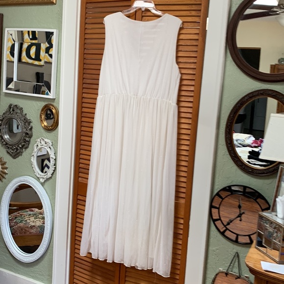 Alexa B Dress, Size 20W, Cream with Gold Glitter Stripes and Gold Beads Waist - Picture 6 of 7